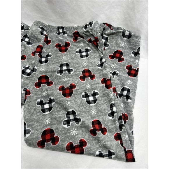 Disney Mens Lounge Pajama Pants XL Mickey Mouse Ears Buffalo Plaid Gray NWT - Picture 7 of 8